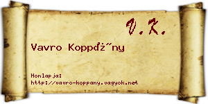 Vavro Koppány névjegykártya